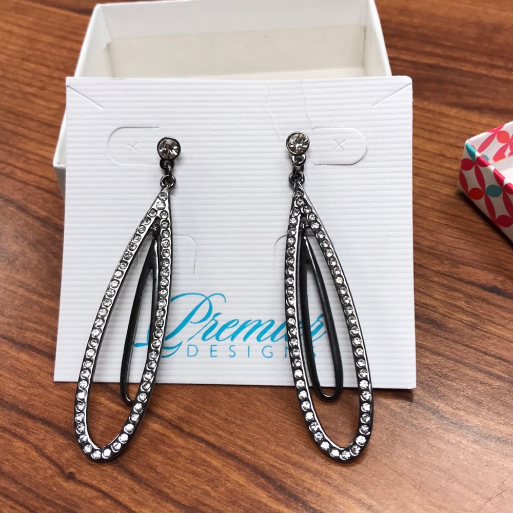 Gunmetal Color Evening Earrings